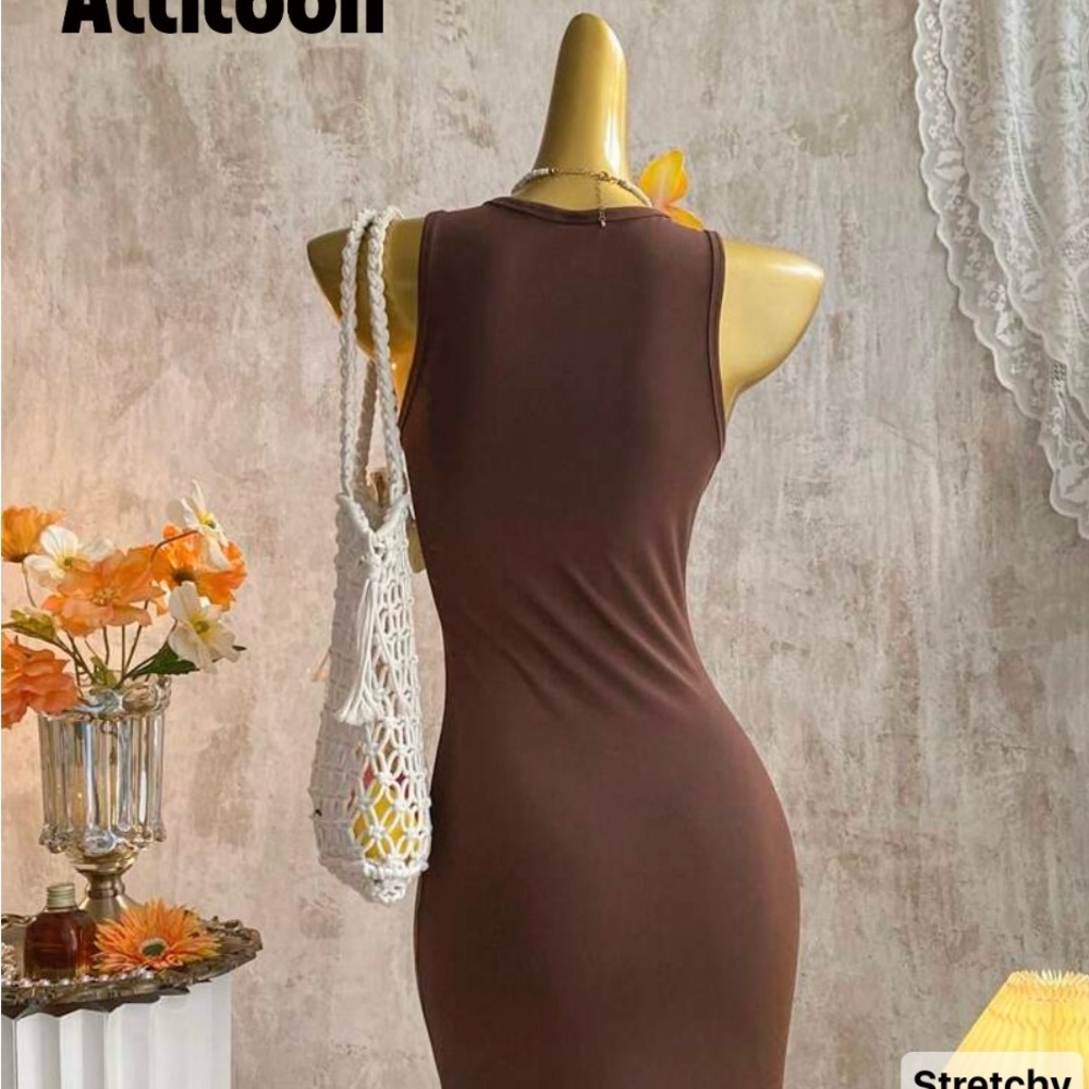 Brown & Black Sleeveless Summer Dress - Picture 2 of 7